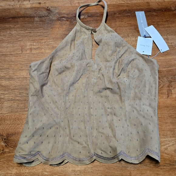 Tops - NWT Vintage Worth Beige Suede Halter Top